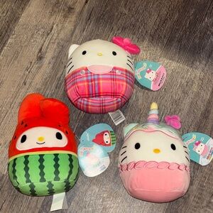 Squishmallows Hello Kitty Set - Red, Pink, White
